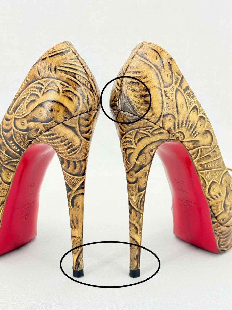 Pre - loved CHRISTIAN LOUBOUTIN Lady Peep Brown Size EU 39.5 Pumps at Reems Closet