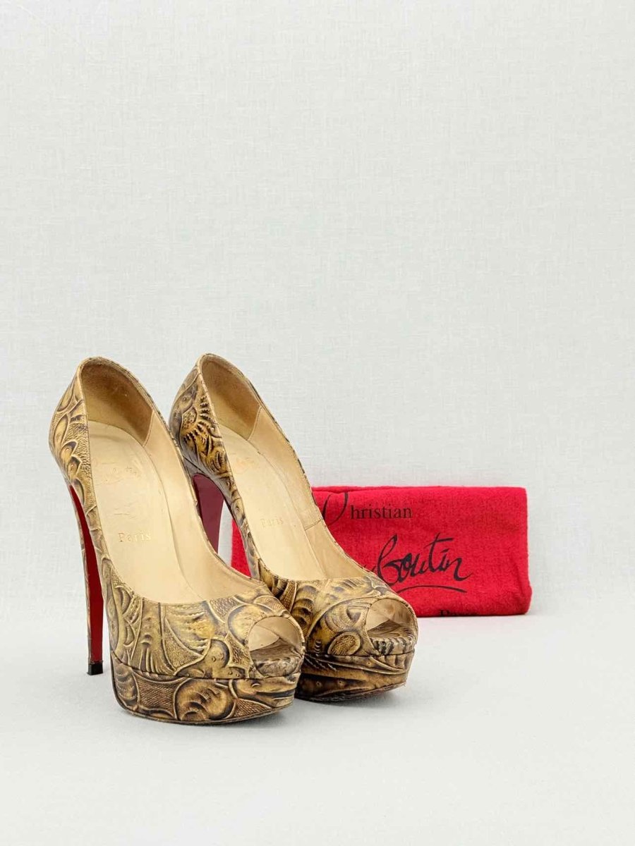 Pre - loved CHRISTIAN LOUBOUTIN Lady Peep Brown Size EU 39.5 Pumps at Reems Closet