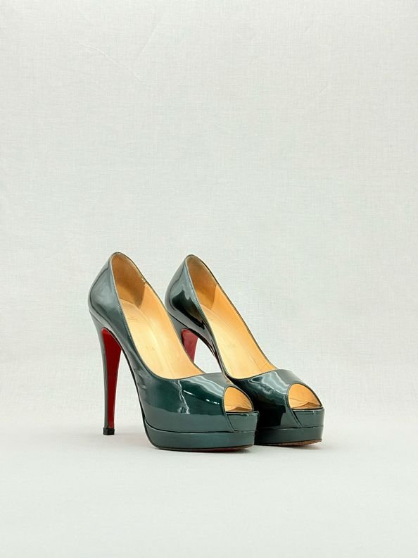 CHRISTIAN LOUBOUTIN Lady Peep Green Size EU 38.5 Pumps - Reems Closet