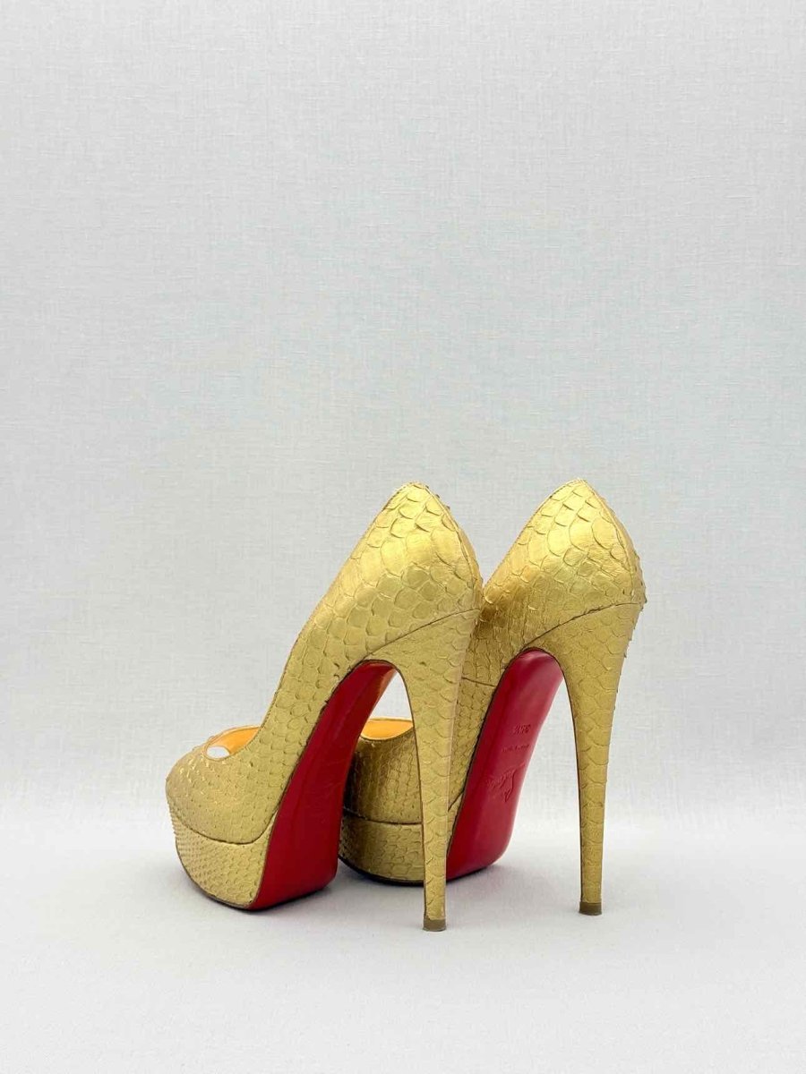 Pre-loved CHRISTIAN LOUBOUTIN Lady Peep Python Size EU 35.5 Pumps at Reems Closet