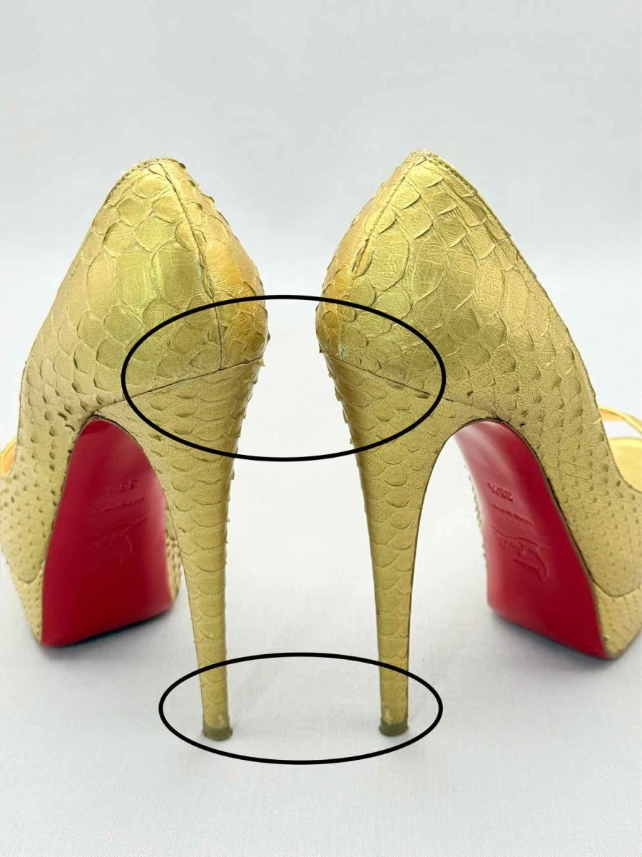 Pre-loved CHRISTIAN LOUBOUTIN Lady Peep Python Size EU 35.5 Pumps at Reems Closet