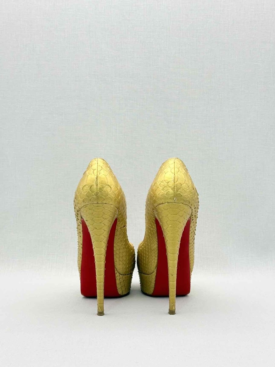 Pre-loved CHRISTIAN LOUBOUTIN Lady Peep Python Size EU 35.5 Pumps at Reems Closet