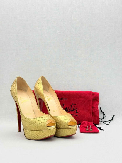 Pre-loved CHRISTIAN LOUBOUTIN Lady Peep Python Size EU 35.5 Pumps at Reems Closet