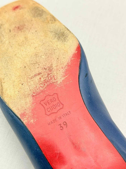 Pre - loved CHRISTIAN LOUBOUTIN Navy Blue Size EU 39 Flat Shoes at Reems Closet