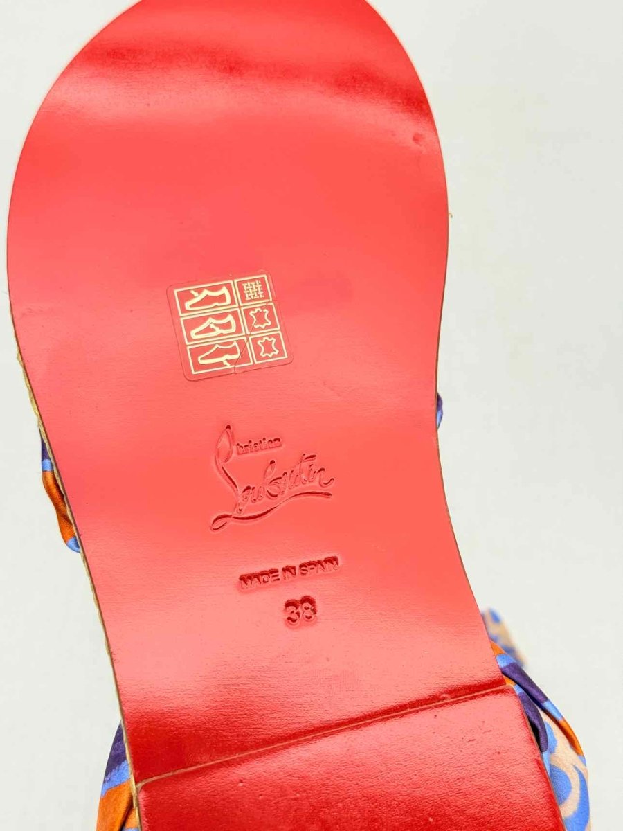 Pre - loved CHRISTIAN LOUBOUTIN Orange Multicolor Gladiator Sandals at Reems Closet