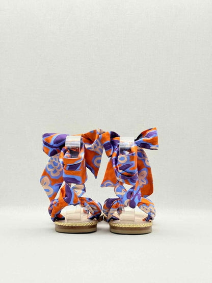 Pre - loved CHRISTIAN LOUBOUTIN Orange Multicolor Gladiator Sandals at Reems Closet