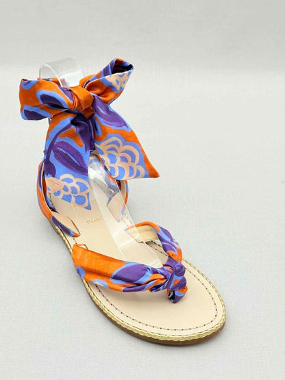 Pre - loved CHRISTIAN LOUBOUTIN Orange Multicolor Gladiator Sandals at Reems Closet