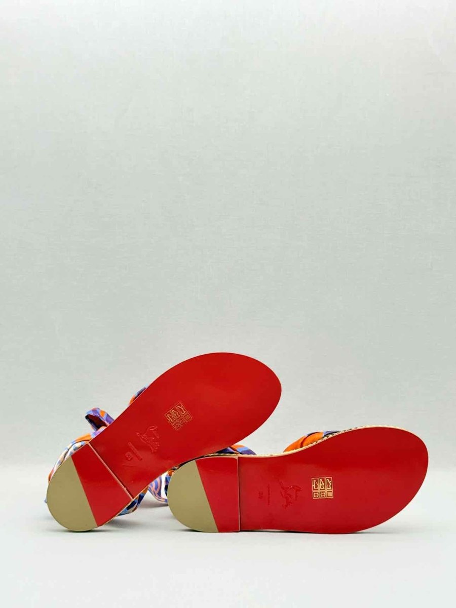 Pre - loved CHRISTIAN LOUBOUTIN Orange Multicolor Gladiator Sandals at Reems Closet