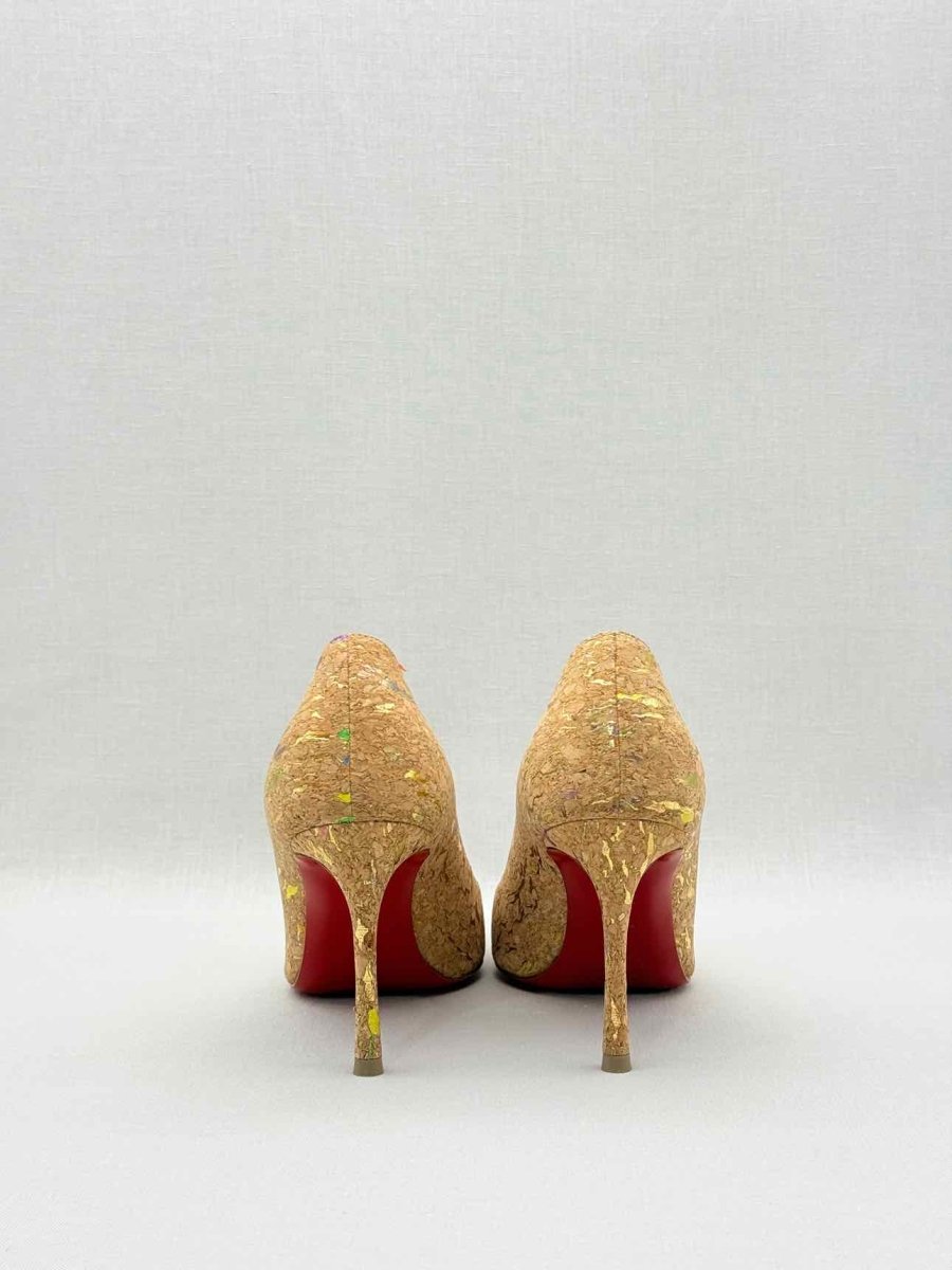 Pre-loved CHRISTIAN LOUBOUTIN Pigalle Cork Gold Size EU 36 Pumps at Reems Closet