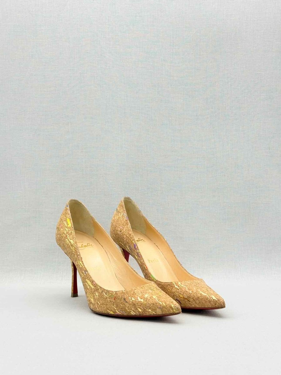 Pre-loved CHRISTIAN LOUBOUTIN Pigalle Cork Gold Size EU 36 Pumps at Reems Closet
