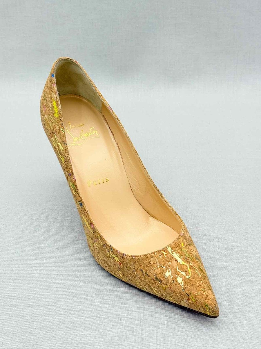 Pre-loved CHRISTIAN LOUBOUTIN Pigalle Cork Gold Size EU 36 Pumps at Reems Closet
