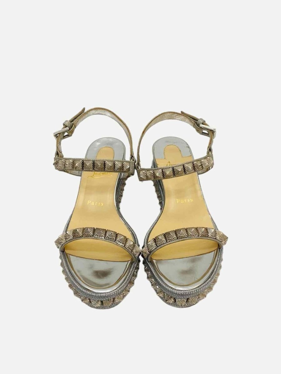 Pre-loved CHRISTIAN LOUBOUTIN Pira Ryad Silver Sandals from Reems Closet