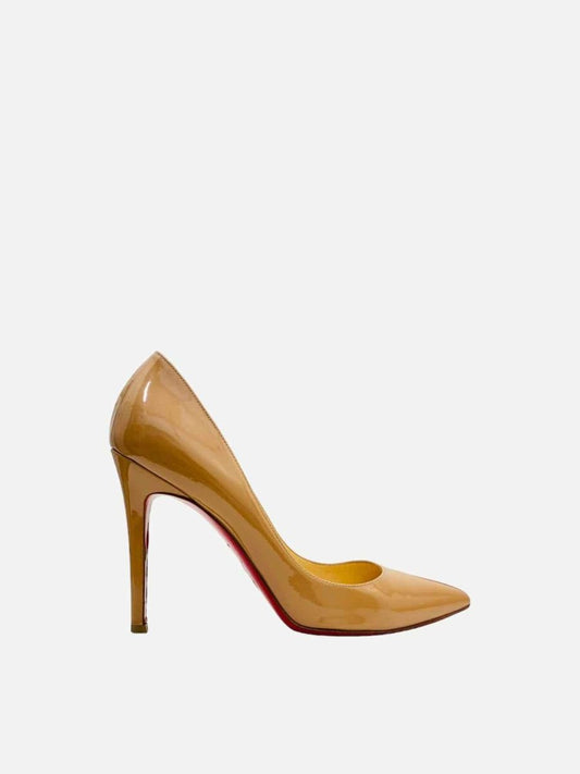 Pre - loved CHRISTIAN LOUBOUTIN Pointed Toe Beige Pumps at Reems Closet