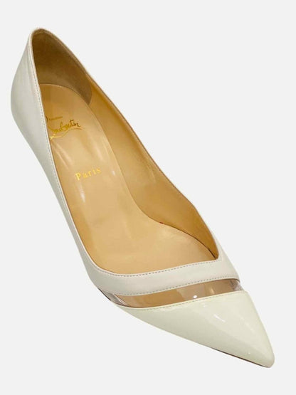 Pre - loved CHRISTIAN LOUBOUTIN Pointed Toe White Pumps at Reems Closet