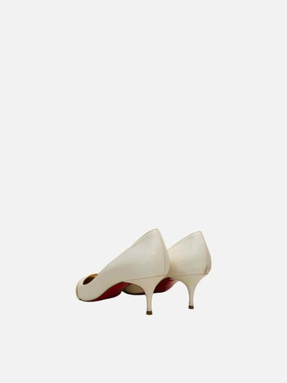 Pre - loved CHRISTIAN LOUBOUTIN Pointed Toe White Pumps at Reems Closet