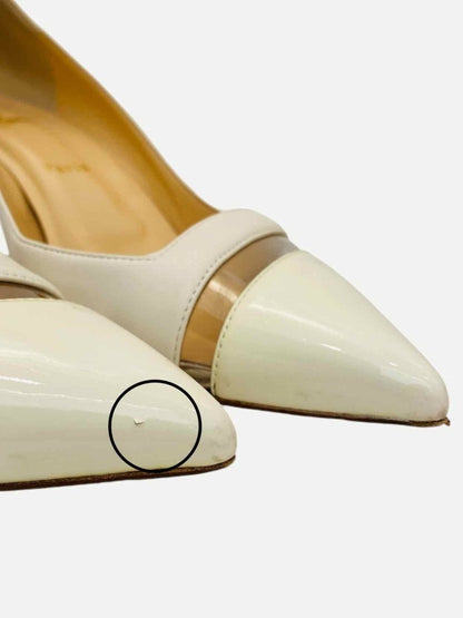 Pre - loved CHRISTIAN LOUBOUTIN Pointed Toe White Pumps at Reems Closet