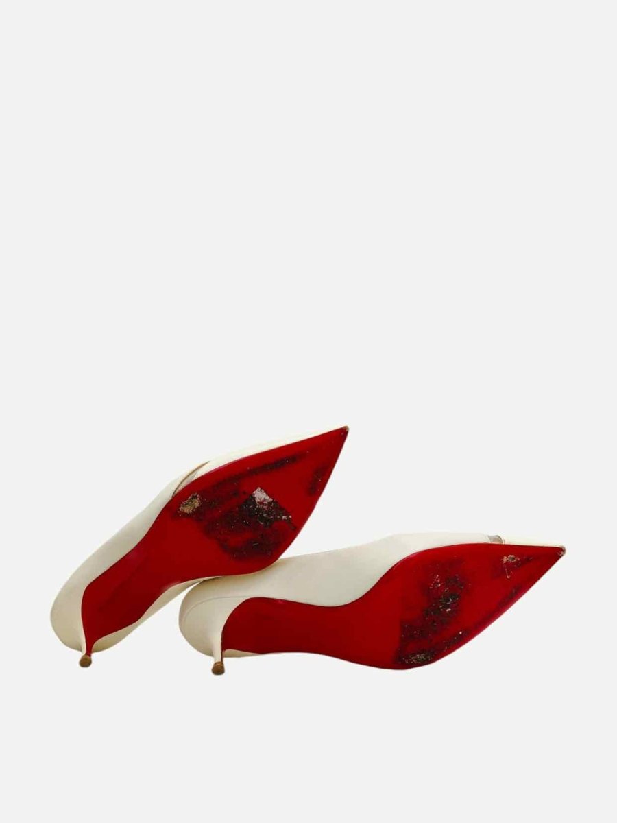 Pre - loved CHRISTIAN LOUBOUTIN Pointed Toe White Pumps at Reems Closet