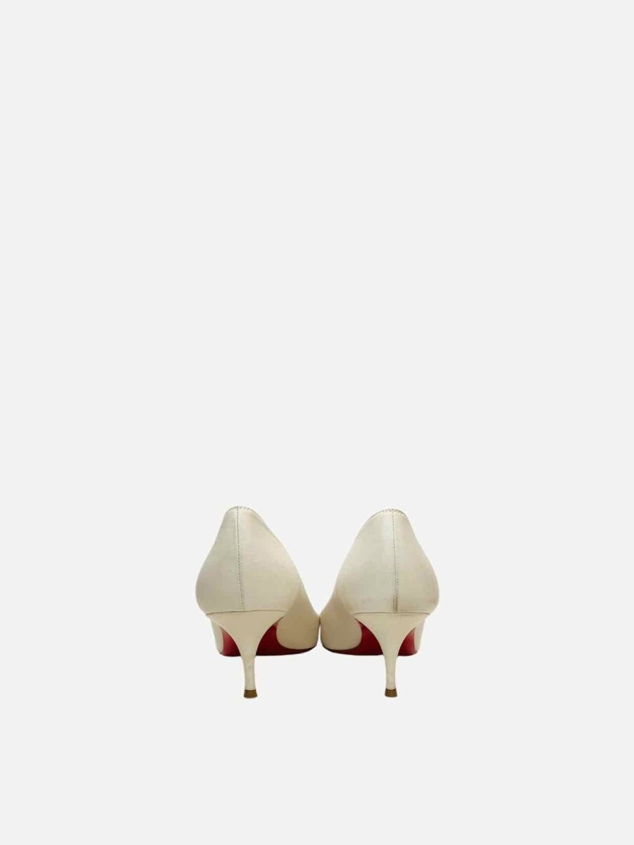 Pre - loved CHRISTIAN LOUBOUTIN Pointed Toe White Pumps at Reems Closet