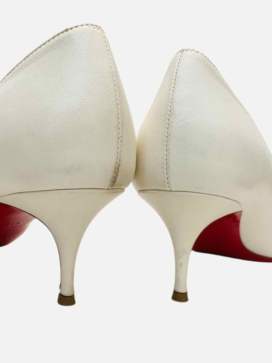 Pre - loved CHRISTIAN LOUBOUTIN Pointed Toe White Pumps at Reems Closet