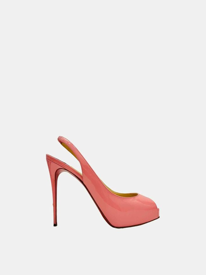 Pre - loved CHRISTIAN LOUBOUTIN Private Number Pink Slingbacks at Reems Closet