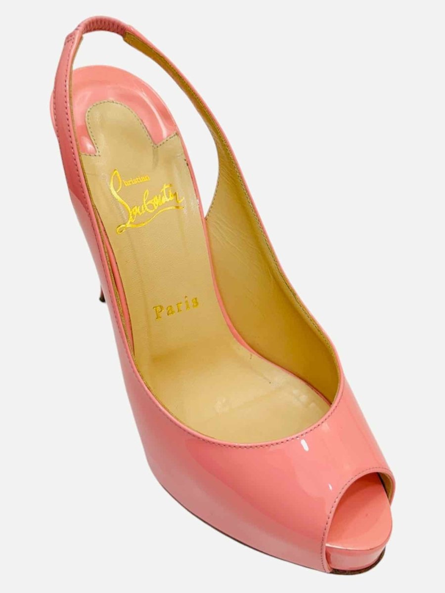 Pre - loved CHRISTIAN LOUBOUTIN Private Number Pink Slingbacks at Reems Closet