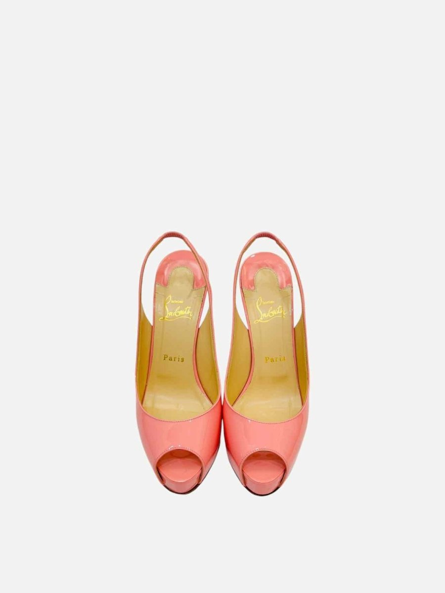 Pre - loved CHRISTIAN LOUBOUTIN Private Number Pink Slingbacks at Reems Closet