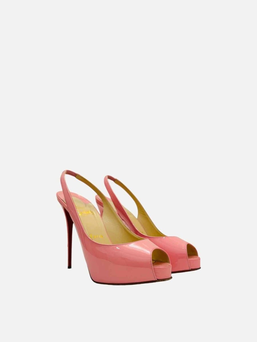 Pre - loved CHRISTIAN LOUBOUTIN Private Number Pink Slingbacks at Reems Closet