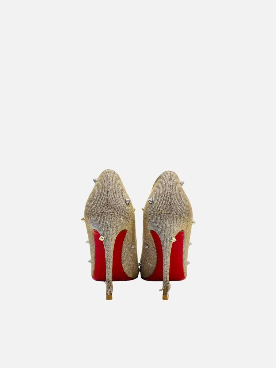 Pre - loved CHRISTIAN LOUBOUTIN Spikes Gold Pumps at Reems Closet