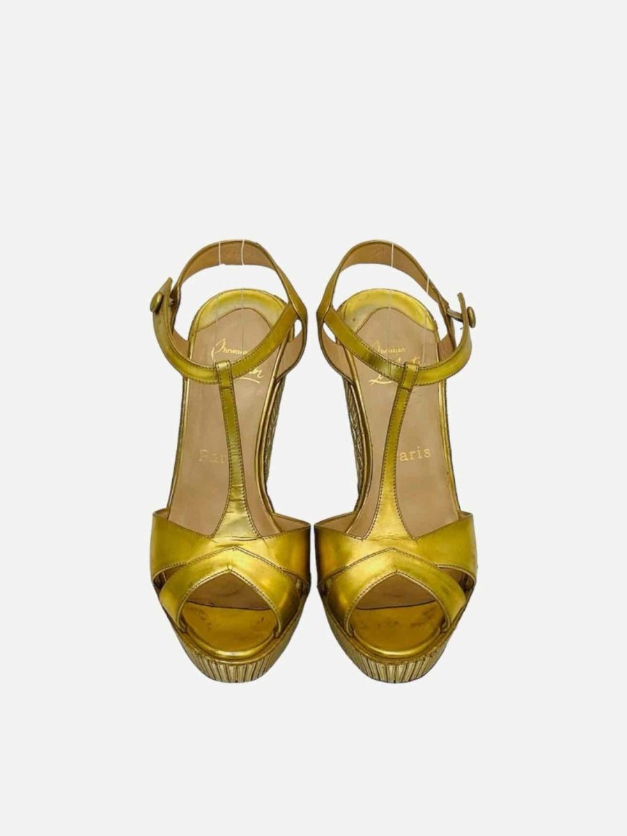 Louboutin gold wedges best sale