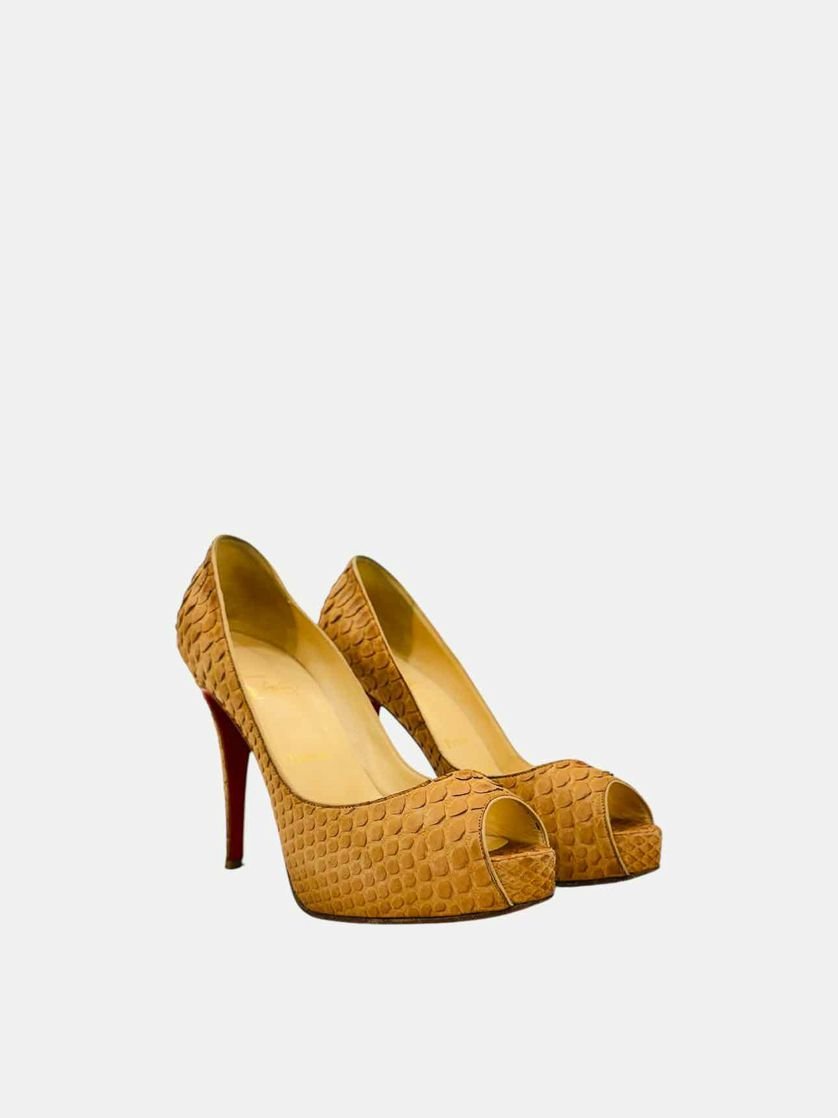 Pre - loved CHRISTIAN LOUBOUTIN Very Prive Brown Pumps 38 at Reems Closet