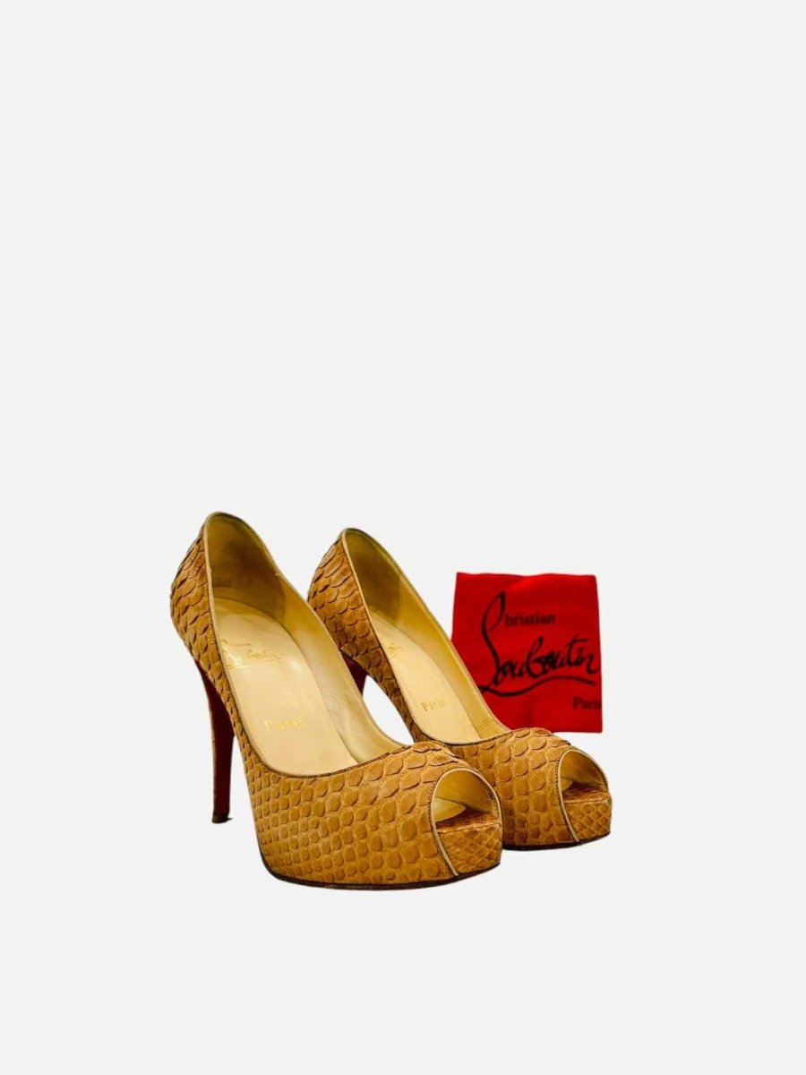 Pre - loved CHRISTIAN LOUBOUTIN Very Prive Brown Pumps 38 at Reems Closet