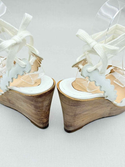 Pre - loved CHRISTIAN LOUBOUTIN White Size EU 39 Wedges at Reems Closet
