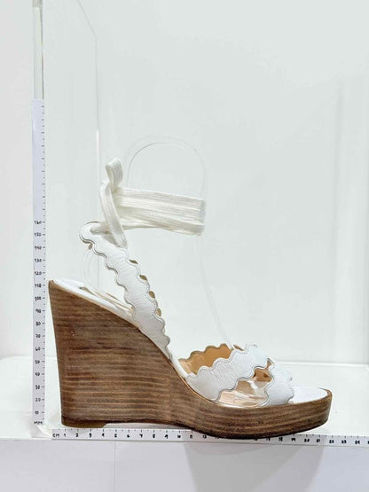 Pre - loved CHRISTIAN LOUBOUTIN White Size EU 39 Wedges at Reems Closet