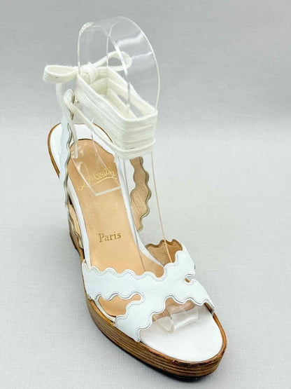 Pre - loved CHRISTIAN LOUBOUTIN White Size EU 39 Wedges at Reems Closet
