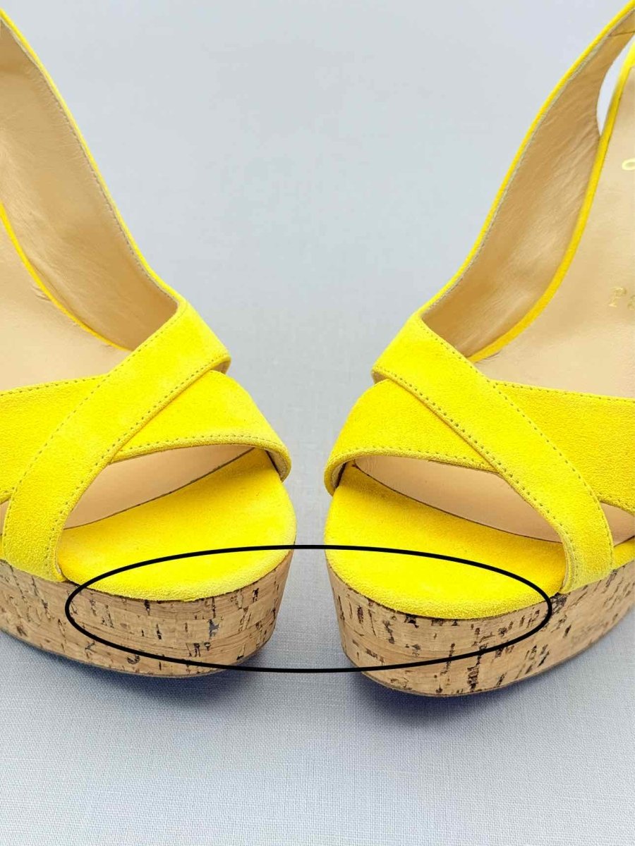 Pre - loved CHRISTIAN LOUBOUTIN Yellow Size EU 38 Wedges at Reems Closet