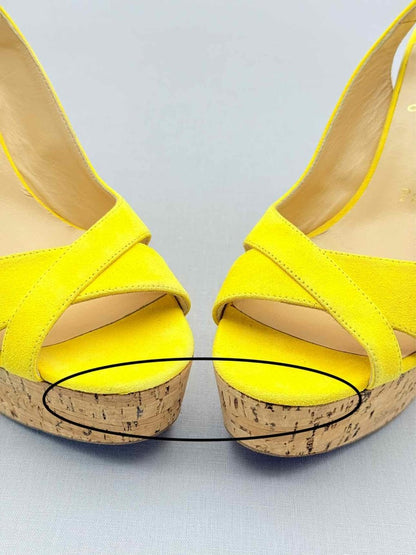 Pre - loved CHRISTIAN LOUBOUTIN Yellow Size EU 38 Wedges at Reems Closet