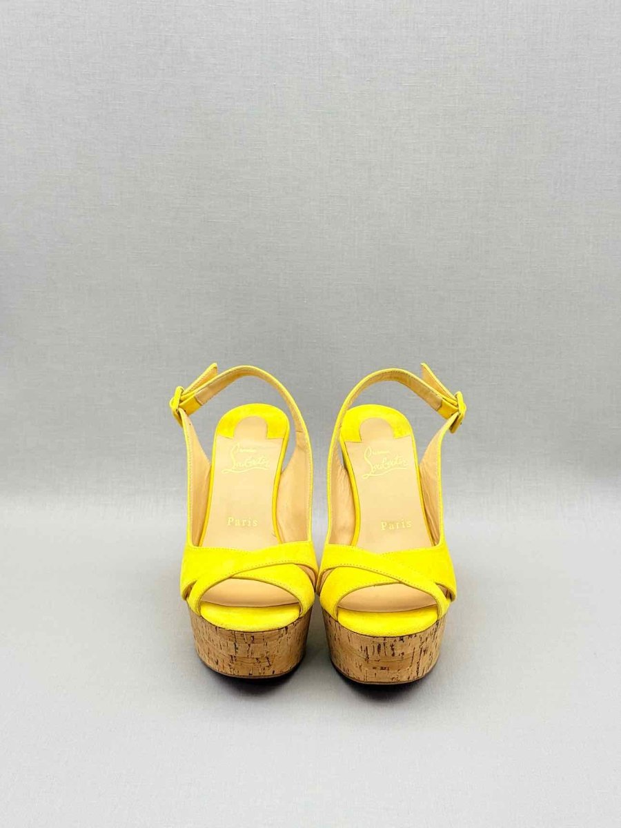 Pre - loved CHRISTIAN LOUBOUTIN Yellow Size EU 38 Wedges at Reems Closet