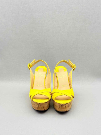 Pre - loved CHRISTIAN LOUBOUTIN Yellow Size EU 38 Wedges at Reems Closet