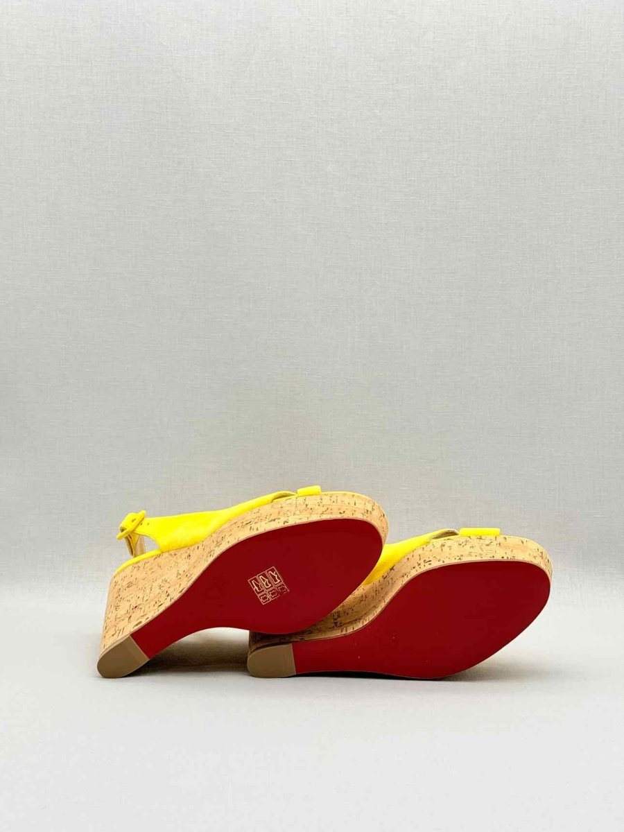 Pre - loved CHRISTIAN LOUBOUTIN Yellow Size EU 38 Wedges at Reems Closet