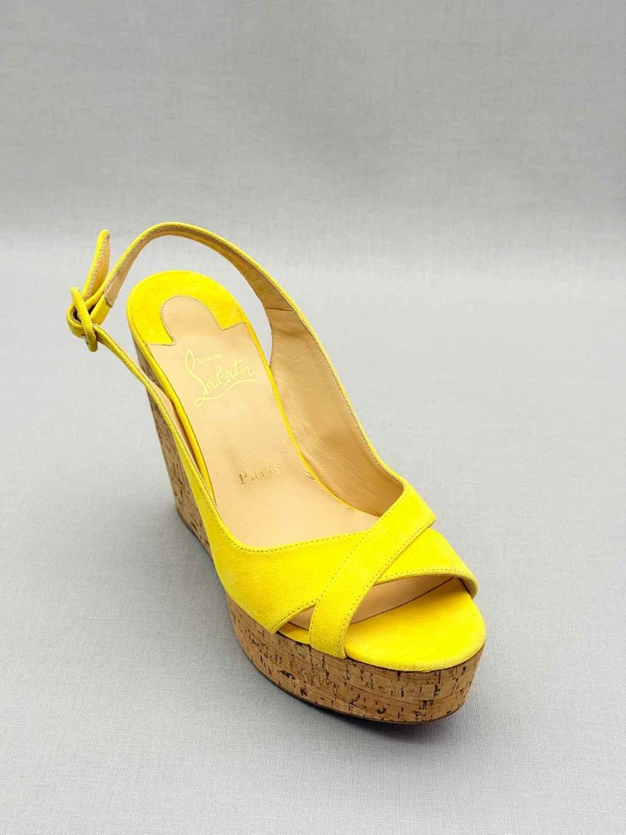 Pre - loved CHRISTIAN LOUBOUTIN Yellow Size EU 38 Wedges at Reems Closet