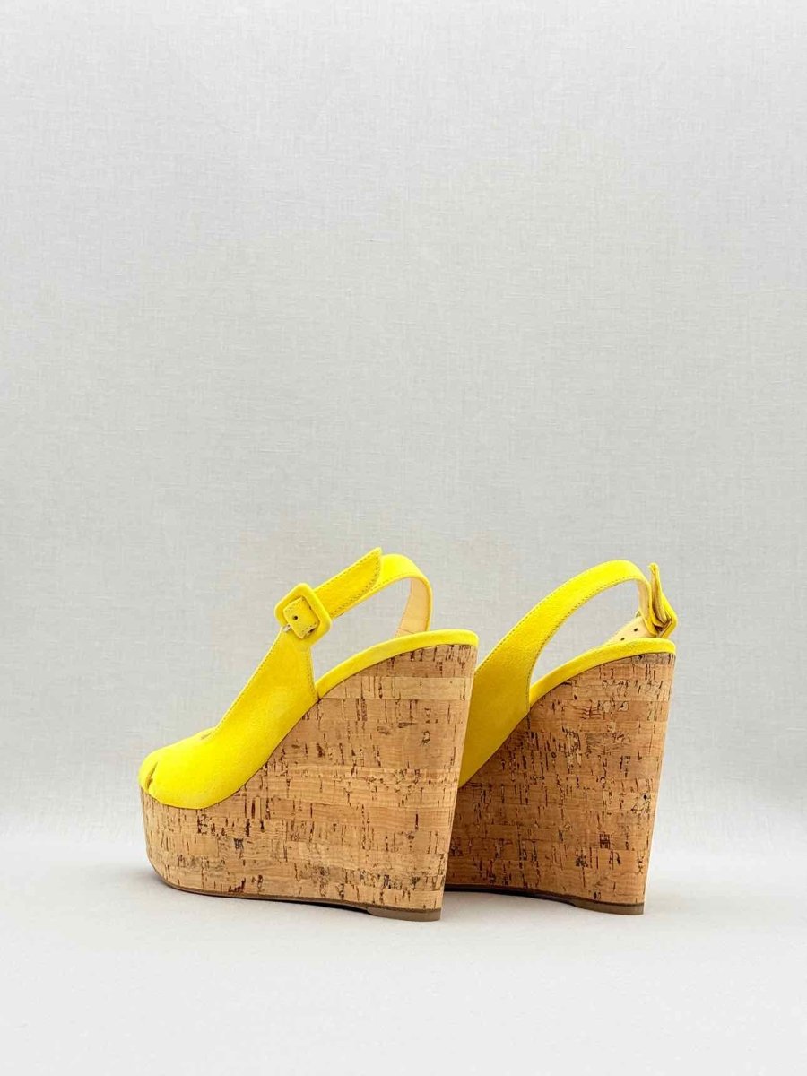 Pre - loved CHRISTIAN LOUBOUTIN Yellow Size EU 38 Wedges at Reems Closet