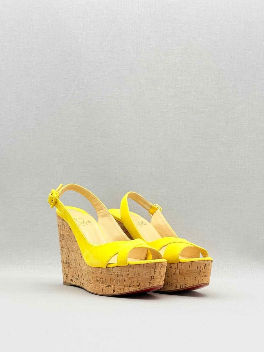 Pre - loved CHRISTIAN LOUBOUTIN Yellow Size EU 38 Wedges at Reems Closet