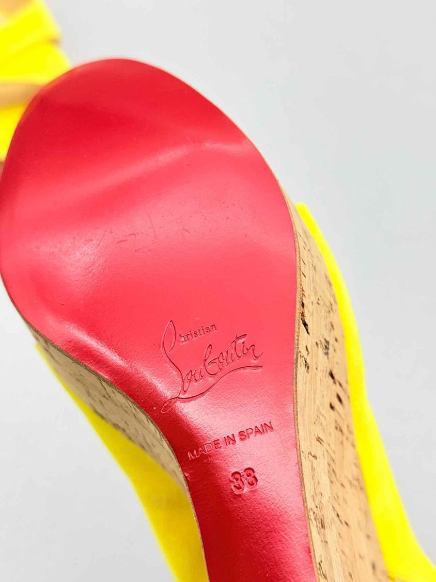 Pre - loved CHRISTIAN LOUBOUTIN Yellow Size EU 38 Wedges at Reems Closet