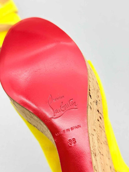 Pre - loved CHRISTIAN LOUBOUTIN Yellow Size EU 38 Wedges at Reems Closet