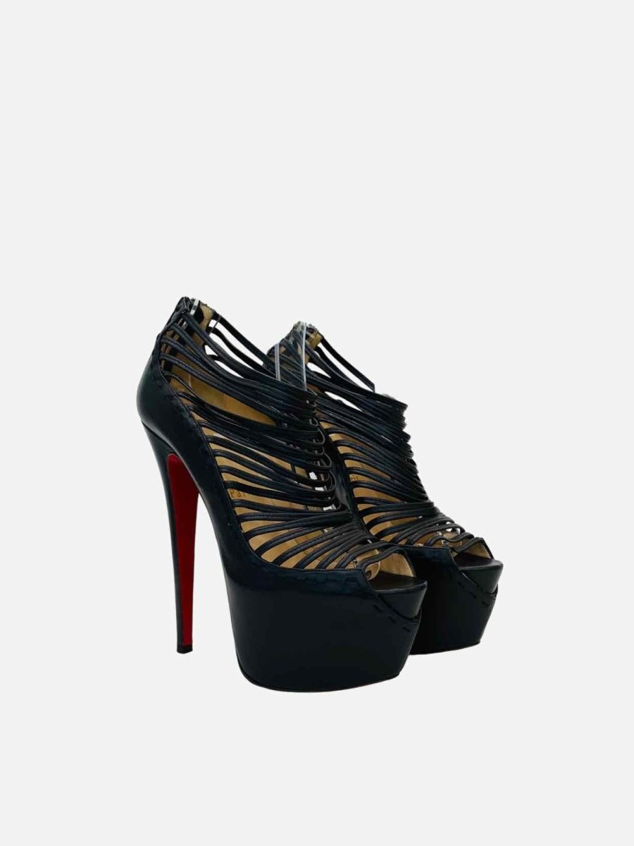 Pre - loved CHRISTIAN LOUBOUTIN Zoulou Black Heeled Sandals at Reems Closet