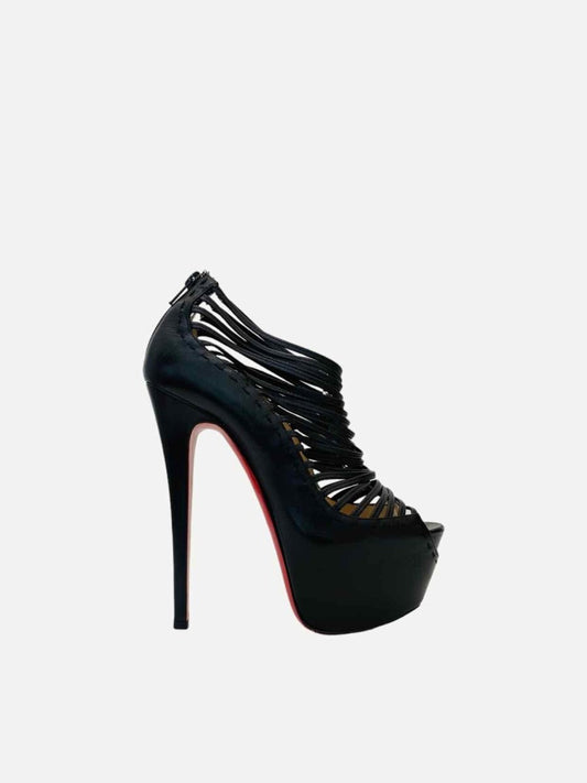 Pre - loved CHRISTIAN LOUBOUTIN Zoulou Black Heeled Sandals at Reems Closet