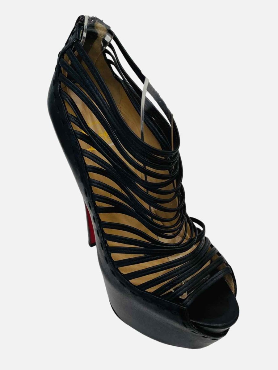 Pre - loved CHRISTIAN LOUBOUTIN Zoulou Black Heeled Sandals at Reems Closet