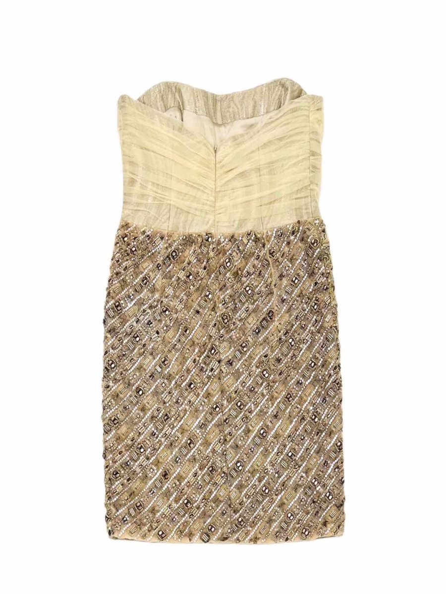 Pre - loved CHRISTIAN SIRIANO Tube Gold Size Large Short Dress at Reems Closet