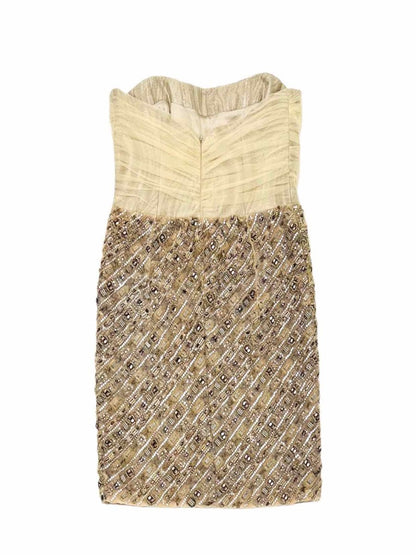 Pre - loved CHRISTIAN SIRIANO Tube Gold Size Large Short Dress at Reems Closet