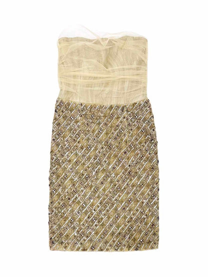 Pre - loved CHRISTIAN SIRIANO Tube Gold Size Large Short Dress at Reems Closet